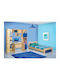 Σετ Παιδικού Δωματίου Blau Natürlich 5Stück mit Bett für Matratze 110x190cm