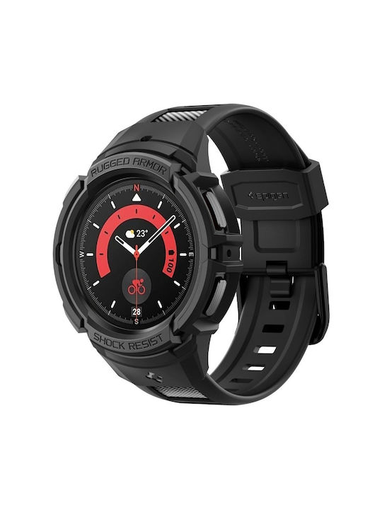 Spigen Rugged Armor Θήκη Σιλικόνης σε Μαύρο χρώμα για το Galaxy Watch5 Pro 45mm