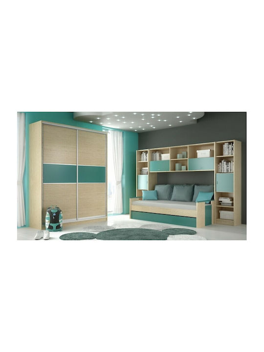 Set de Dormitor pentru Copii Amorgos Verde Magazin online 5buc cu Pat pentru Saltea 90x190buc