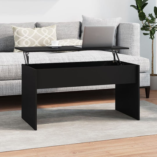 Rectangular Central Wooden Coffee Table with Lifting Mechanism Black M102xW50.5xH52.5cm