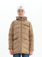Women's Long Puffer Jacket for Winter with Hood Beige