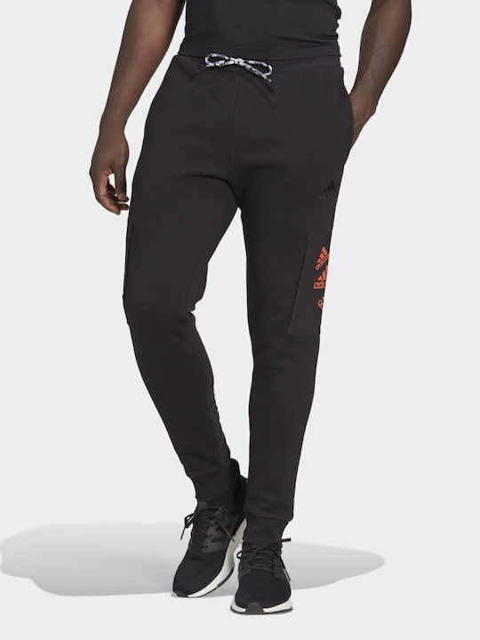 adidas Essentials Brandlove Jogger Pants Black / Semi Impact Orange