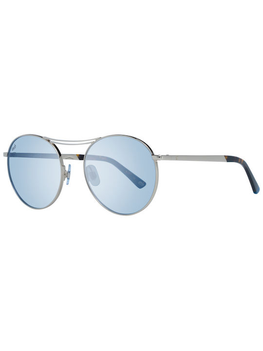 Web Sunglasses with Silver Metal Frame and Light Blue Lenses WE0242 16C