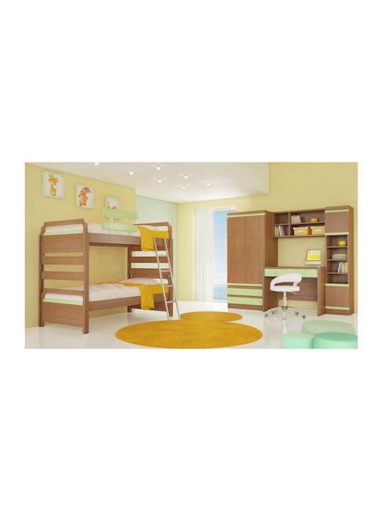 Set de Dormitor pentru Copii Faltso Verde Anegre 4buc cu Pat pentru Saltea 90x190buc
