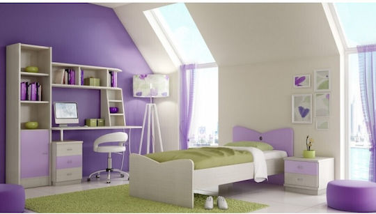 Σετ Παιδικού Δωματίου Hydra Beige Eiche 5Stück mit Bett für Matratze 90x190cm