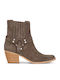 Partner Leather Women's Cowboy Boots with Medium Heel Beige