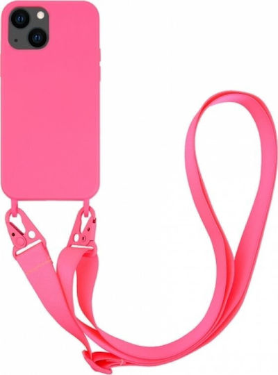 Vivanco Necklace Back Cover Σιλικόνης με Λουράκι Ροζ (iPhone 13)