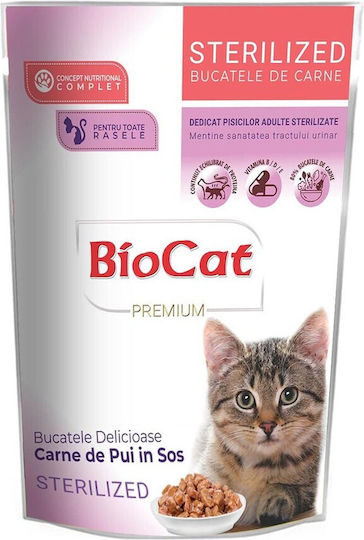 Biotur Biocat Premium Υγρή Τροφή για Ενήλικες Γάτες σε Φακελάκι με Κοτόπουλο 85gr