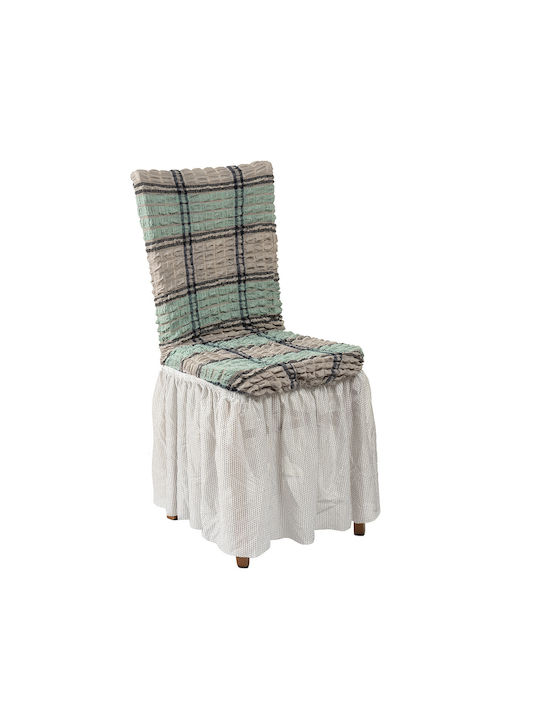 Beauty Home 8528 Elastische Abdeckung Für Stuhl Grün Mit Volant 6Stücke