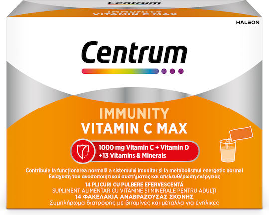 Centrum Immunity Vitamin C Max για Ενίσχυση του Ανοσοποιητικού και Ενέργεια 14 φακελίσκοι