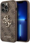 Guess 4G Big Metal Logo Plastic Back Cover Brown (iPhone 14 Pro)