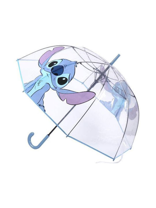 Cerda Umbrelă pentru copii Mâner curbat Lilo and Stitch transparentă cu diametrul de 60cm.