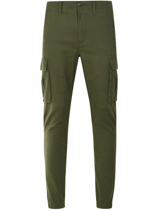 Ανδρικό Παντελόνι Cargo Ελαστικό Slim Fit Χακί