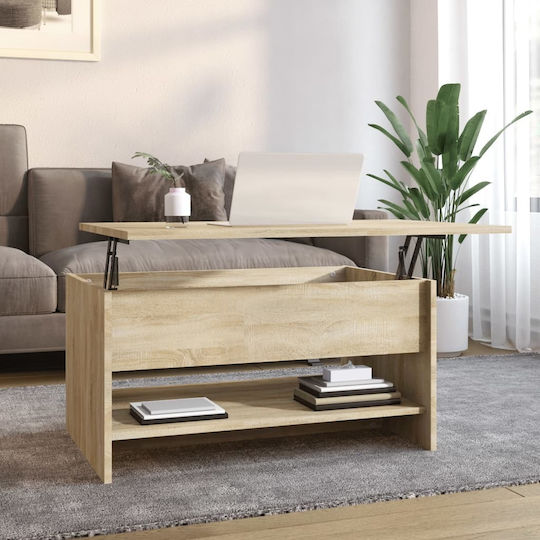 vidaXL Rechteckiges Zentral Kaffeetisch Aus Holz Mit Hebemechanismus Beige M80xB50xH40cm