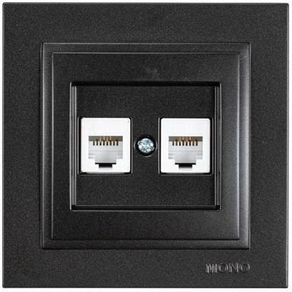 Eurolamp Complete Double Telephone Socket Black 152-10339