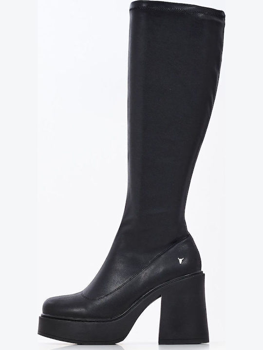 Leather High Heel Women's Boots Giddy Black