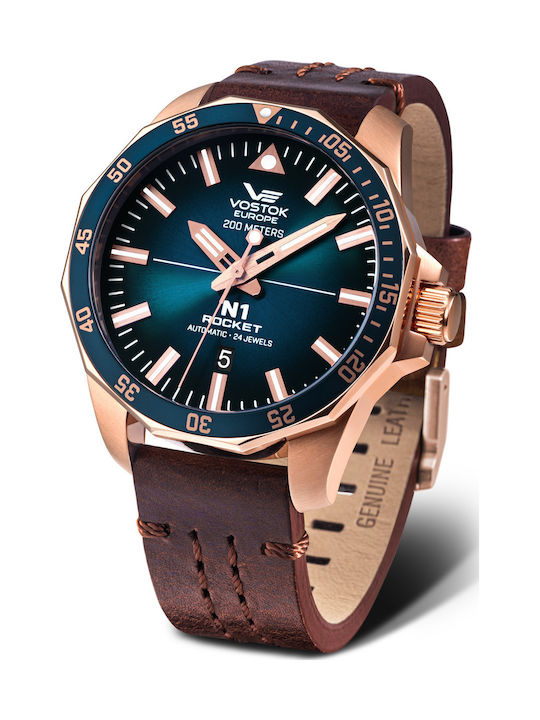 Vostok Europe Men's Watch 46mm Automatic with Brown Leather Strap