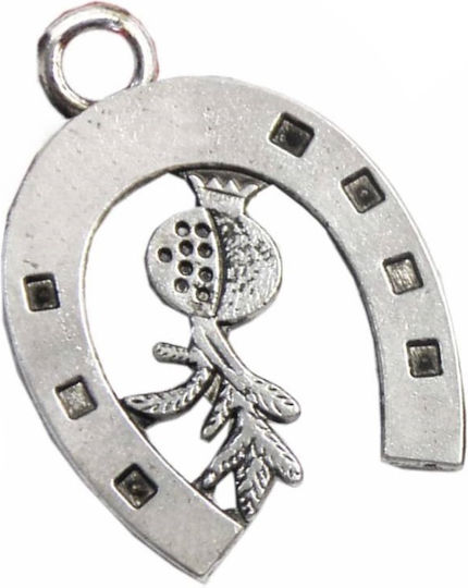 Kostibas Fashion Horseshoe with Pomegranate Metallic Pendant Motif for Jewelry from Silver 3.7x2.6cm. Set 25pcs