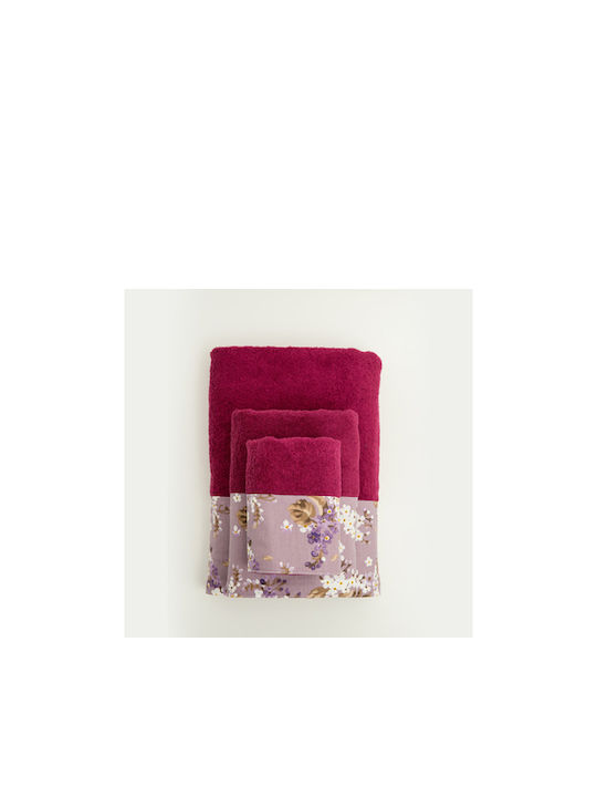 Borea 3pc Bath Towel Set Lilybelle Burgundy