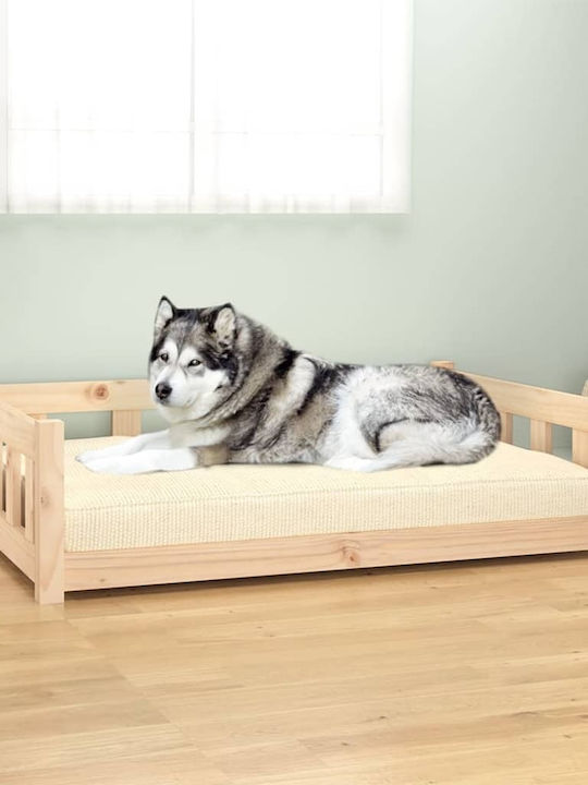 vidaXL Καναπές Κρεβάτι Σκύλου από Μασίφ σε Καφέ χρώμα 105.5x75.5cm