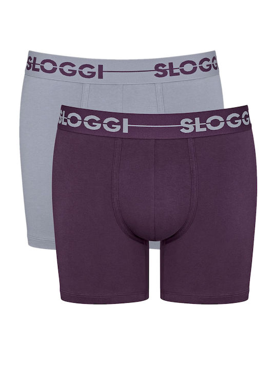 Sloggi Go Boxeri pentru bărbați Gri/violet 2Pachet