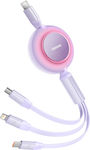Baseus Bright Mirror 2 Retractable USB to Lightning / Type-C / micro USB 1.1m Cable Purple (CAMJ010205)