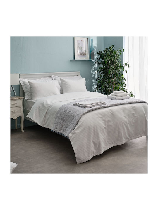 Charalambidis Textiles Duvet Cover Single 160x240 Stripe White