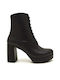 Ragazza Leather Women's Ankle Boots with High Heel Black