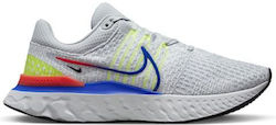 Nike React Infinity Run Flyknit 3 Ανδρικά Αθλητικά Παπούτσια Running Pure Platinum / Bright Crimson / Schwarz / Racer Blue