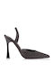 Diamantique Pointed Toe Black Heels with Strap