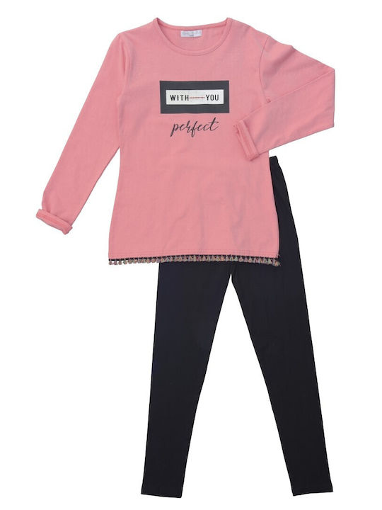 Funky Kinder Set mit Leggings Winter 2Stück Rosa