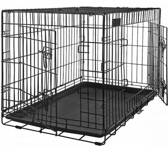 Dog Wire Cage XLarge with 2 Doors Black 107x69x75.5cm