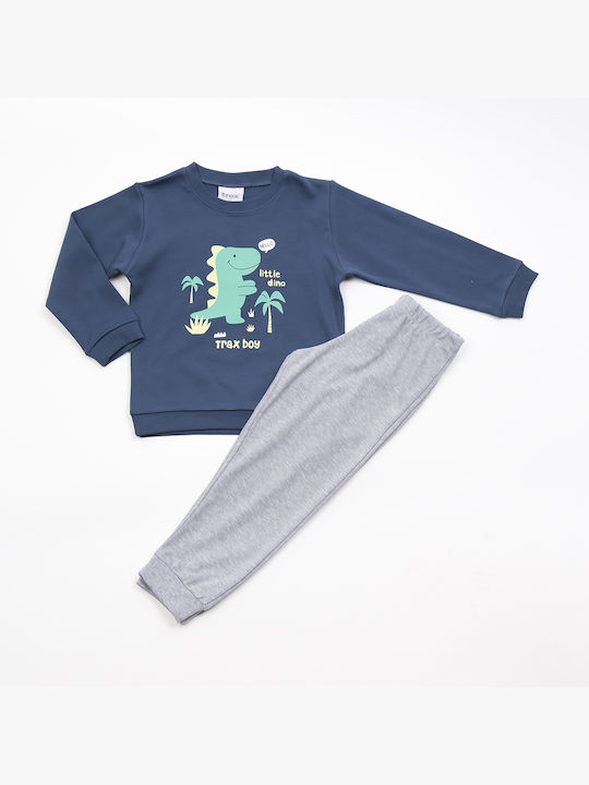 Trax Set Top & Bottom Kids Winter Cotton Pyjamas Gray