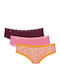 24/7 Weekend Hipster Βαμβακερά Women's Slip 3Pack with Lace Pink/Yellow/Bordeaux