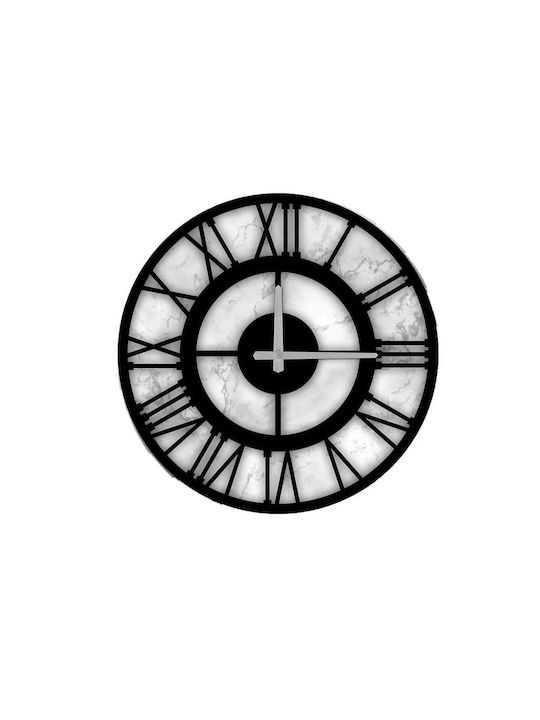 Klikareto Αντικέ Ρολόι Τοίχου Ξύλινο Μαύρο 50cm