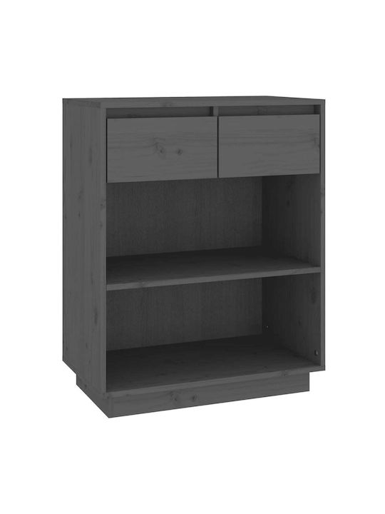 Floor Solid Wood Shelf Gray 60x34x75cm
