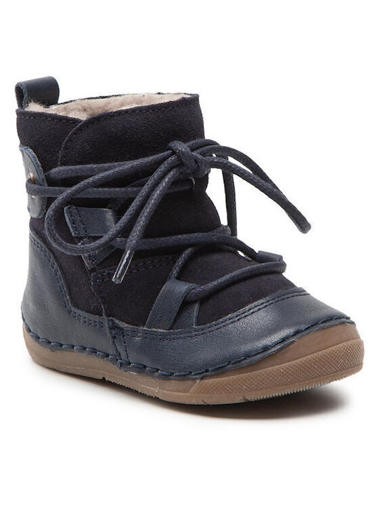 Froddo Suede Kids Boots with Laces Navy Blue