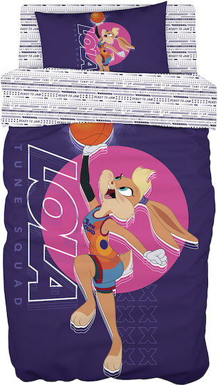 Beauty Home Kids Duvet Set Single with Pillowcase Space Jam Lola Purple 160x240cm