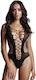 Le Désir Sexy Κορμάκι Διχτυωτό Contrast Fence Net Teddy Μαύρο