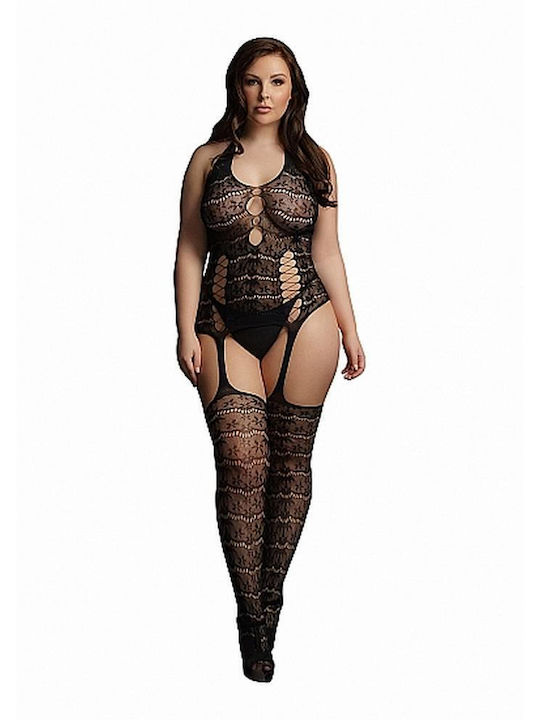 Le Désir Ciorapi Body Intreg Dantelă Suspender Bodystocking dantelă Negru