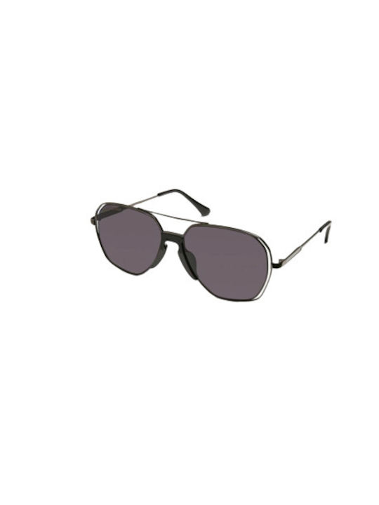 Urban Classics Karphatos Sunglasses with Gun Metal/Black Metal Frame and Black Lens TB4214-01738