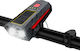 JC-052 Rechargeable Front Bicycle Light with Horn & Solar Panel