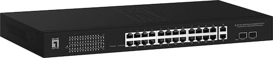 Level One GEP-2841 Управление на L2 PoE++ Switch с 24 Портове Гигабитови (1Gbps) Ethernet и 2 SFP Портове