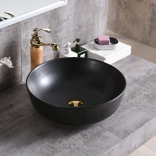 Inter Ceramic ICB 875MB Επικαθήμενος Νιπτήρας Πορσελάνης 42x42x13cm Μαύρος