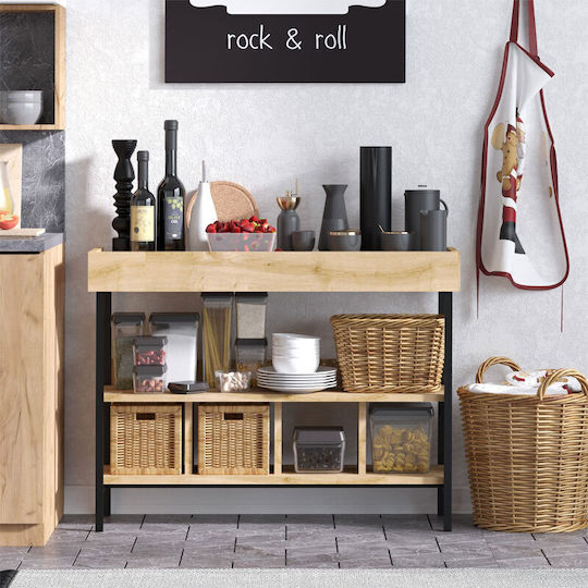 Wooden Console Natural and Black M103xW35xH82cm