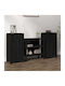 Living Room Display Cabinet Made of Solid Wood Black 40x35x80cm