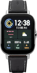 Head Los Angeles 37mm Smartwatch with Heart Rate Monitor (Black with Leather Strap)