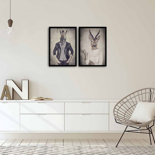 Homeplus Δίπτυχος Πίνακας σε Καμβά 72x50cm