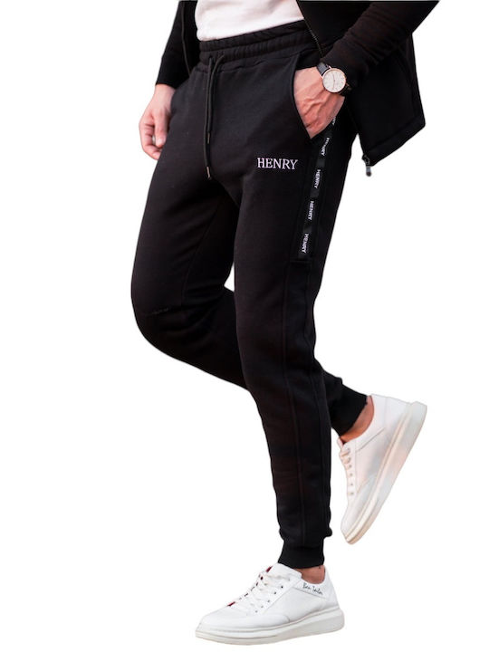 Henry Clothing Men's Sweatpants with Rubber Black