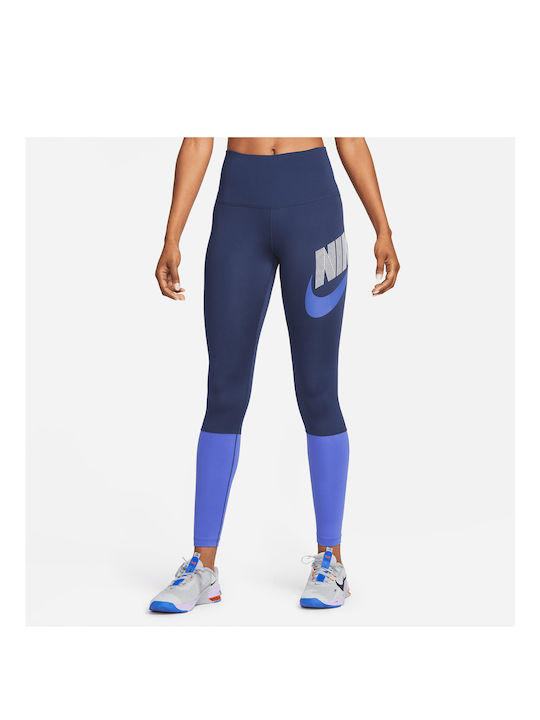 Nike Dri-Fit Γυναικείο Μακρύ Κολάν Ψηλόμεσο Navy Μπλε